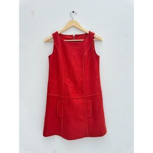 Vintage Royal Party Rust Red Wool Blend A-Line Shift Dress Size XS/S